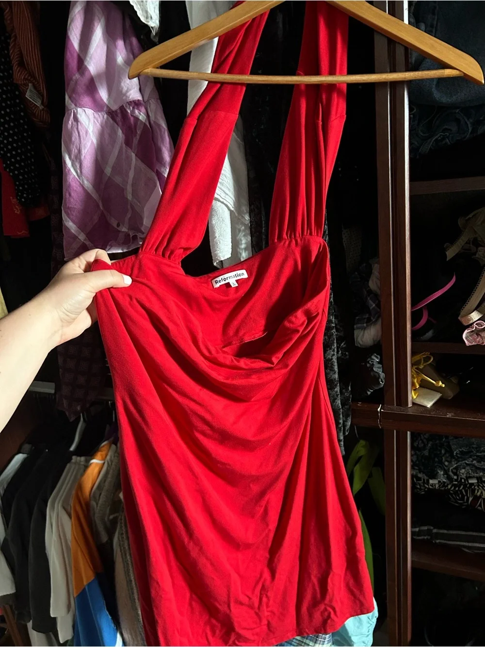 Reformation Red Off-Shoulder Cutout Mini Dress - Picture 4 of 4